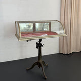 Antique Curved Glass Nickel Plated Countertop Display Case