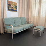 Machine Age Industrial Aluminum Frame Sofa And Ottoman Set