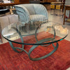 Post Modern Circular Glass And Bronze Coffee Table