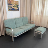 Machine Age Industrial Aluminum Frame Sofa And Ottoman Set