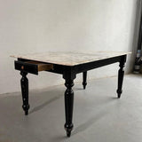 Marble Top Turned Maple Library Table