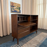 Mid-Century Modern Secretary Desk Bookcase Cabinet By Heywood-Wakefield