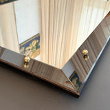 Mid-Century Streamlined Smoked Glass Frame Shadowbox Wall Mirror