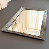 Mid-Century Streamlined Smoked Glass Frame Shadowbox Wall Mirror