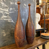 Pair Of Maple Antique Gymnasium Indian Clubs Juggling Pins