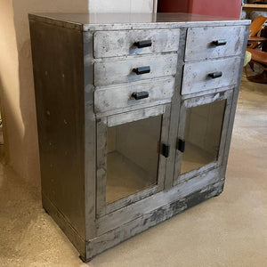 Brushed Steel Industrial Nurse Station Apothecary Cabinet