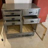 Brushed Steel Industrial Nurse Station Apothecary Cabinet