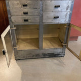 Brushed Steel Industrial Nurse Station Apothecary Cabinet