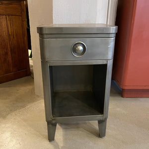 Norman Bel Geddes Brushed Steel Nightstand End Table