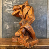 Mid-Century Modern Cubist Brutalist "Repose" Figurative Sculpture