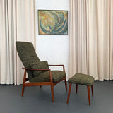 Danish Modern Recliner Lounge Chair Ottoman Set By Søren Ladefoge For SL Mobler