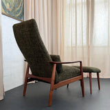Danish Modern Recliner Lounge Chair Ottoman Set By Søren Ladefoge For SL Mobler