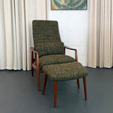 Danish Modern Recliner Lounge Chair Ottoman Set By Søren Ladefoge For SL Mobler