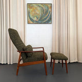 Danish Modern Recliner Lounge Chair Ottoman Set By Søren Ladefoge For SL Mobler