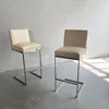 Minimal Leather Chrome Cantilever Bar Stools