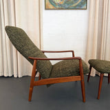Danish Modern Recliner Lounge Chair Ottoman Set By Søren Ladefoge For SL Mobler