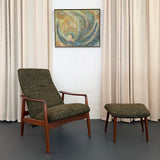 Danish Modern Recliner Lounge Chair Ottoman Set By Søren Ladefoge For SL Mobler