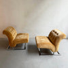 Pair Of Mid-Century Modern Chrome Cantilever Slipper Lounge Chairs