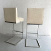 Minimal Leather Chrome Cantilever Bar Stools