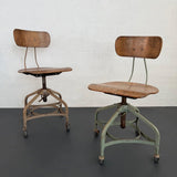 Pair Of Industrial Height Adjustable Rolling Office Chairs By Toledo