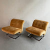 Pair Of Mid-Century Modern Chrome Cantilever Slipper Lounge Chairs