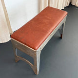Custom Industrial Brushed Steel And Leather Bench