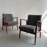 Pair Mid Century Modern Walnut Armchairs By Jens Risom