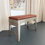 Custom Industrial Brushed Steel And Leather Bench