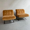 Pair Of Mid-Century Modern Chrome Cantilever Slipper Lounge Chairs