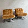 Pair Of Mid-Century Modern Chrome Cantilever Slipper Lounge Chairs