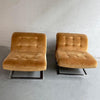 Pair Of Mid-Century Modern Chrome Cantilever Slipper Lounge Chairs