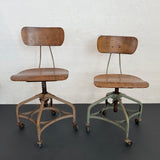 Pair Of Industrial Height Adjustable Rolling Office Chairs By Toledo