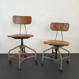 Pair Of Industrial Height Adjustable Rolling Office Chairs By Toledo