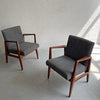 Pair Mid Century Modern Walnut Armchairs By Jens Risom