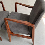 Pair Mid Century Modern Walnut Armchairs By Jens Risom