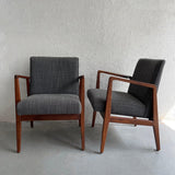 Pair Mid Century Modern Walnut Armchairs By Jens Risom
