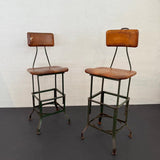 Pair Of Industrial "Sit-Rite" Adjustable Machinist Stools By Edward L. Koenig