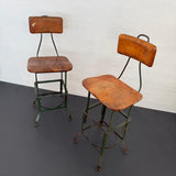 Pair Of Industrial "Sit-Rite" Adjustable Machinist Stools By Edward L. Koenig