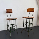 Pair Of Industrial "Sit-Rite" Adjustable Machinist Stools By Edward L. Koenig