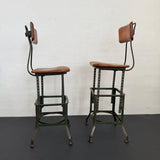 Pair Of Industrial "Sit-Rite" Adjustable Machinist Stools By Edward L. Koenig