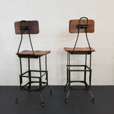 Pair Of Industrial "Sit-Rite" Adjustable Machinist Stools By Edward L. Koenig