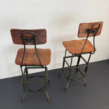 Pair Of Industrial "Sit-Rite" Adjustable Machinist Stools By Edward L. Koenig
