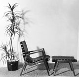 Mid-Century Modern Walnut And Leather Lounge Chair Ottoman Set By Mel Smilow