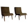 Carter Brothers Walnut Bentwood Scoop Lounge Chairs
