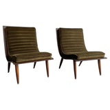 Carter Brothers Walnut Bentwood Scoop Lounge Chairs