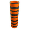 Italian Mid-Century Modern Orange Black Striped Art Pottery Vase