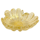 Midcentury Italian Murano Champagne Art Glass Clamshell Dish