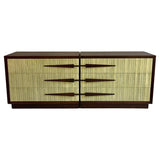 Pair Of Hollywood Regency Mahogany Textured Front Dressers