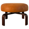 Modern Round Leather Bent Maple Swivel Ottoman