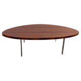 Large Scandinavian Modern Rosewood And Chrome Oval Coffee Table